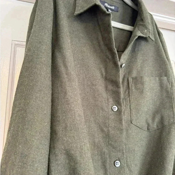 Madewell women’s NWT dark green flannel tie-front button down size XXS - Picture 8 of 9